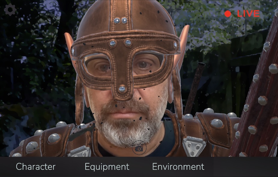 Character with helmet and armour in Faes AR